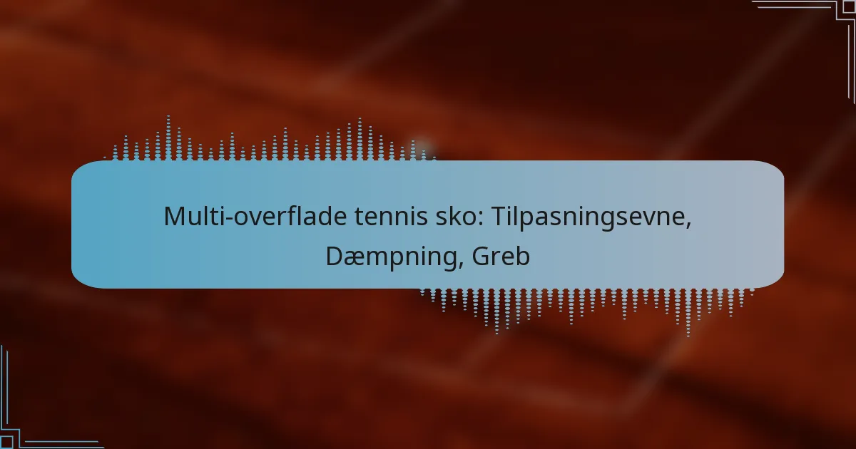 Multi-overflade tennis sko: Tilpasningsevne, Dæmpning, Greb